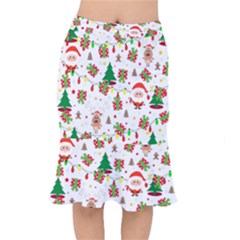 Santa And Rudolph Pattern Mermaid Skirt by Valentinaart