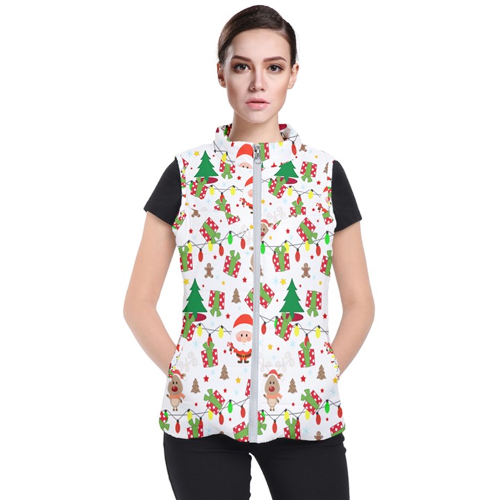 Santa and Rudolph pattern Women s Puffer Vest