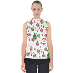 Santa And Rudolph Pattern Shell Top by Valentinaart