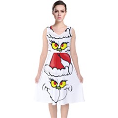 Grinch V-neck Midi Sleeveless Dress  by Valentinaart