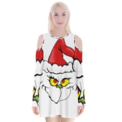 Grinch Velvet Long Sleeve Shoulder Cutout Dress by Valentinaart