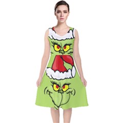 Grinch V-neck Midi Sleeveless Dress  by Valentinaart