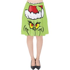 Grinch Velvet High Waist Skirt by Valentinaart