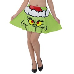 Grinch Velvet Skater Skirt by Valentinaart