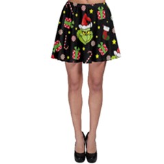 Grinch Pattern Skater Skirt by Valentinaart