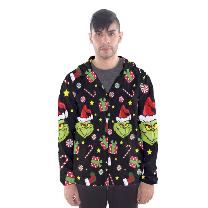 Grinch pattern Hooded Wind Breaker (Men)