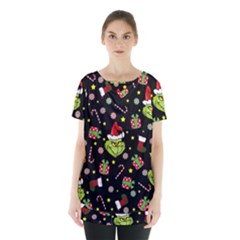 Grinch Pattern Skirt Hem Sports Top by Valentinaart