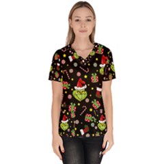 Grinch Pattern Scrub Top by Valentinaart