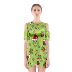 Grinch Pattern Shoulder Cutout One Piece by Valentinaart