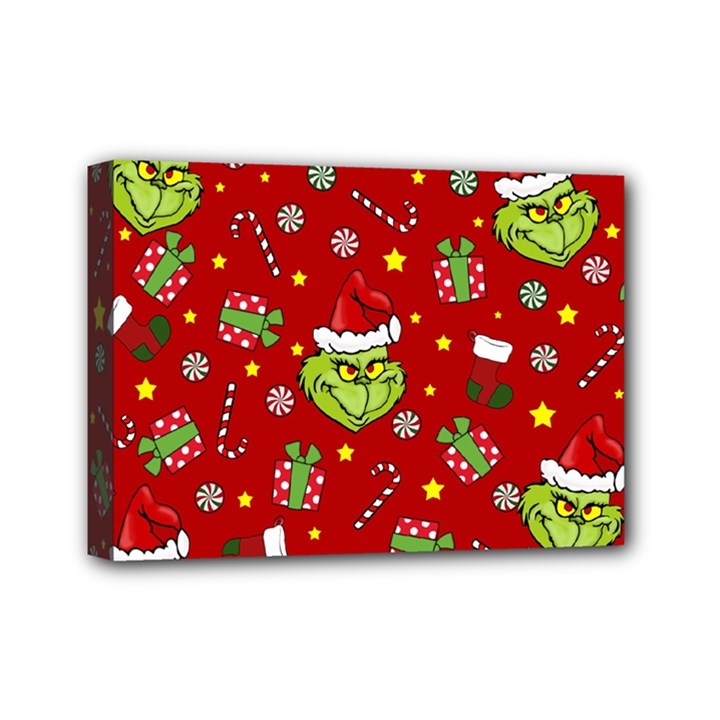 Grinch pattern Mini Canvas 7  x 5 