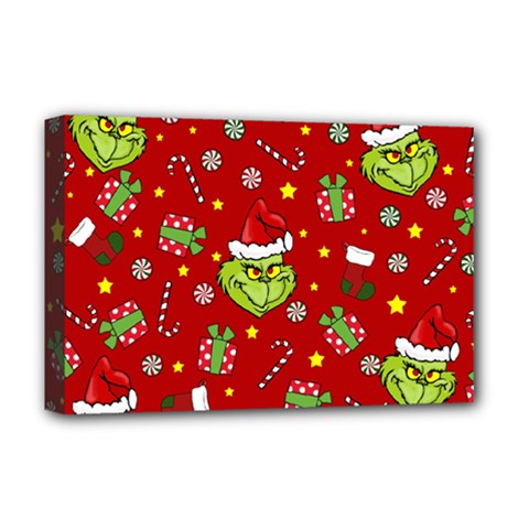 Grinch Pattern Deluxe Canvas 18  X 12   by Valentinaart