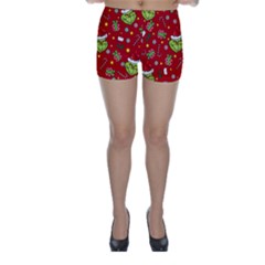 Grinch Pattern Skinny Shorts by Valentinaart