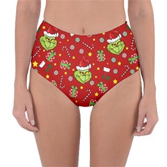 Grinch Pattern Reversible High-waist Bikini Bottoms by Valentinaart