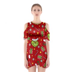 Grinch Pattern Shoulder Cutout One Piece by Valentinaart