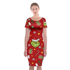 Grinch Pattern Classic Short Sleeve Midi Dress by Valentinaart