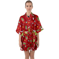 Grinch Pattern Quarter Sleeve Kimono Robe by Valentinaart