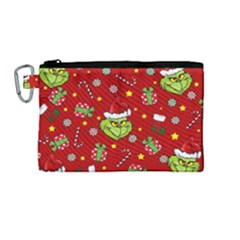 Grinch Pattern Canvas Cosmetic Bag (m) by Valentinaart