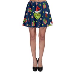 Grinch Pattern Skater Skirt by Valentinaart