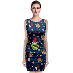 Grinch Pattern Sleeveless Velvet Midi Dress by Valentinaart