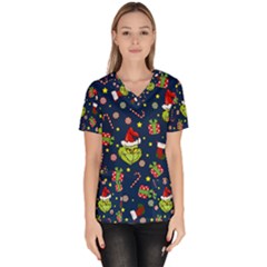 Grinch Pattern Scrub Top by Valentinaart