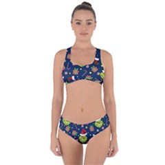 Grinch Pattern Criss Cross Bikini Set by Valentinaart