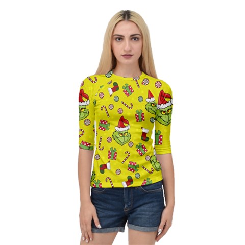 Grinch Pattern Quarter Sleeve Raglan Tee by Valentinaart