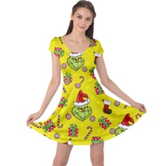 Grinch Pattern Cap Sleeve Dress by Valentinaart