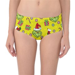 Grinch Pattern Mid-waist Bikini Bottoms