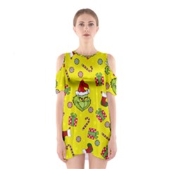 Grinch Pattern Shoulder Cutout One Piece by Valentinaart