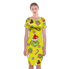 Grinch Pattern Classic Short Sleeve Midi Dress by Valentinaart