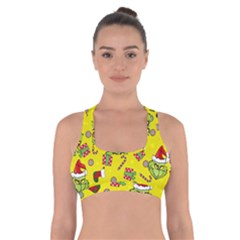 Grinch Pattern Cross Back Sports Bra by Valentinaart