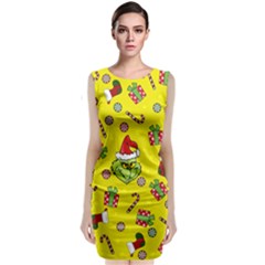 Grinch Pattern Sleeveless Velvet Midi Dress by Valentinaart