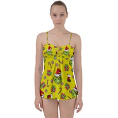 Grinch Pattern Babydoll Tankini Set by Valentinaart