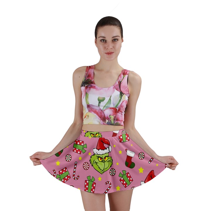 Grinch pattern Mini Skirt