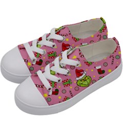 Grinch pattern Kids  Low Top Canvas Sneakers