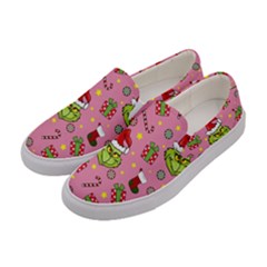 Grinch pattern Women s Canvas Slip Ons