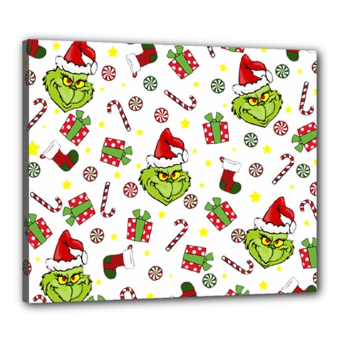 Grinch Pattern Canvas 24  X 20  by Valentinaart