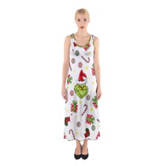 Grinch Pattern Sleeveless Maxi Dress by Valentinaart