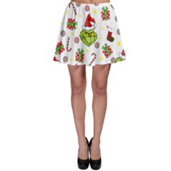 Grinch Pattern Skater Skirt by Valentinaart