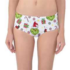 Grinch Pattern Mid-waist Bikini Bottoms by Valentinaart