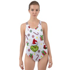 Grinch Pattern Cut-out Back One Piece Swimsuit by Valentinaart