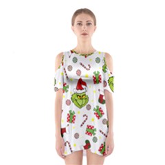 Grinch Pattern Shoulder Cutout One Piece by Valentinaart