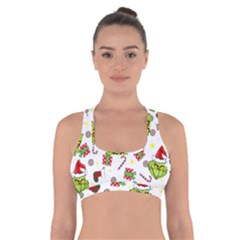 Grinch Pattern Cross Back Sports Bra by Valentinaart