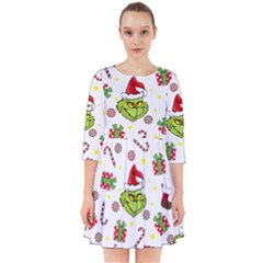 Grinch Pattern Smock Dress