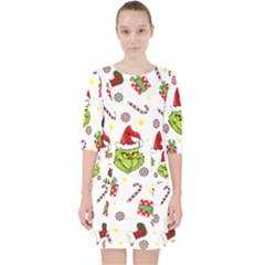 Grinch Pattern Pocket Dress by Valentinaart