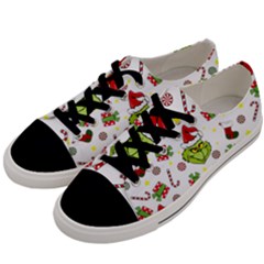 Grinch Pattern Men s Low Top Canvas Sneakers by Valentinaart