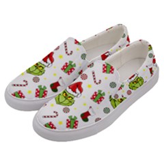 Grinch Pattern Men s Canvas Slip Ons