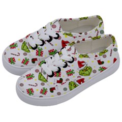 Grinch Pattern Kids  Classic Low Top Sneakers by Valentinaart