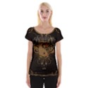 The Sign Ying And Yang With Floral Elements Cap Sleeve Tops View1