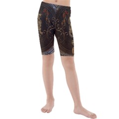 Golden Chinese Dragon On Vintage Background Kids  Mid Length Swim Shorts by FantasyWorld7